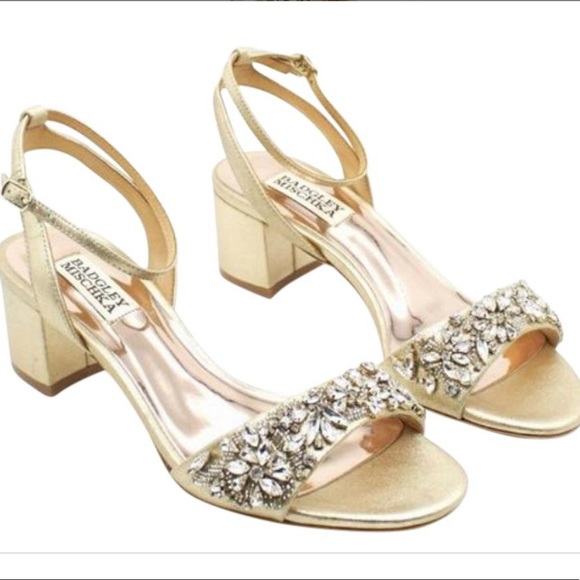 Badgley Mischka🍁Ivanna Crystal embellished block heel ankle strap sandals 7.5 - Picture 2 of 11